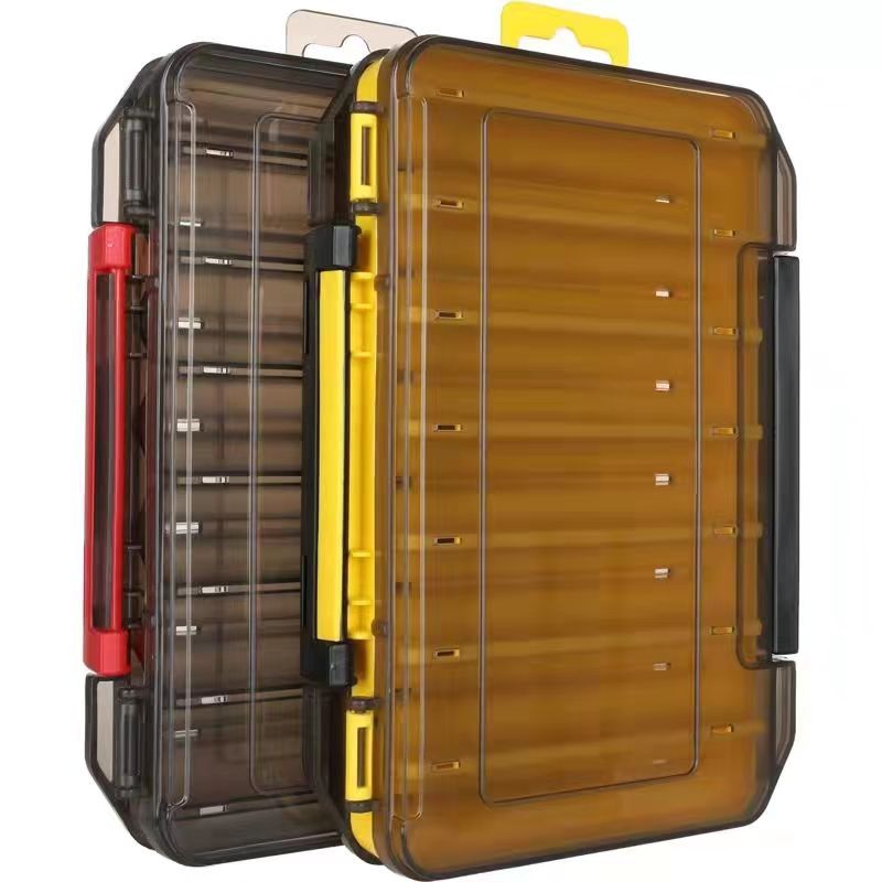 双面路亚盒双层加厚硬饵收纳盒多格手提一盒搞定配件盒海钓收纳