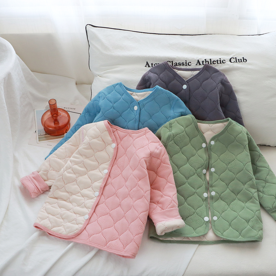 【蚕丝羊毛加厚棉袄校服神器】儿童保暖上衣秋冬三层夹棉内穿外套