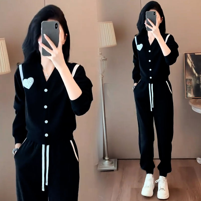 高含棉休闲运动服套装女2024年秋季新款时尚高级感卫衣卫裤两件套