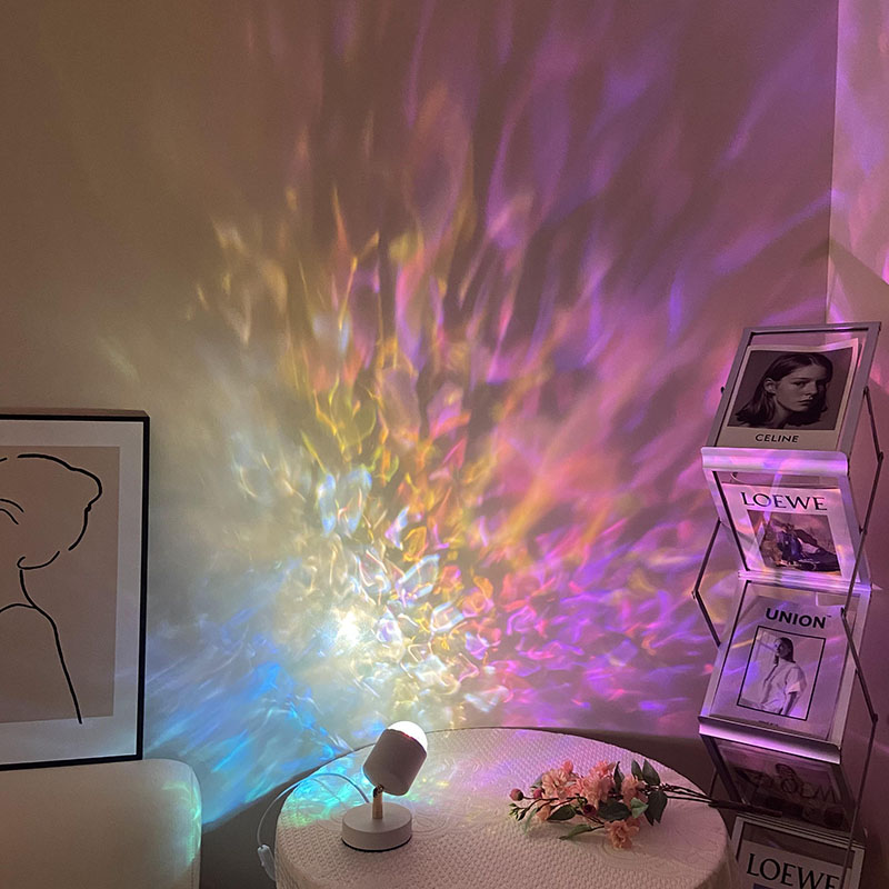 水波纹台灯小夜灯光影情调旋转床头氛围灯装饰直播礼物卧室夕阳灯