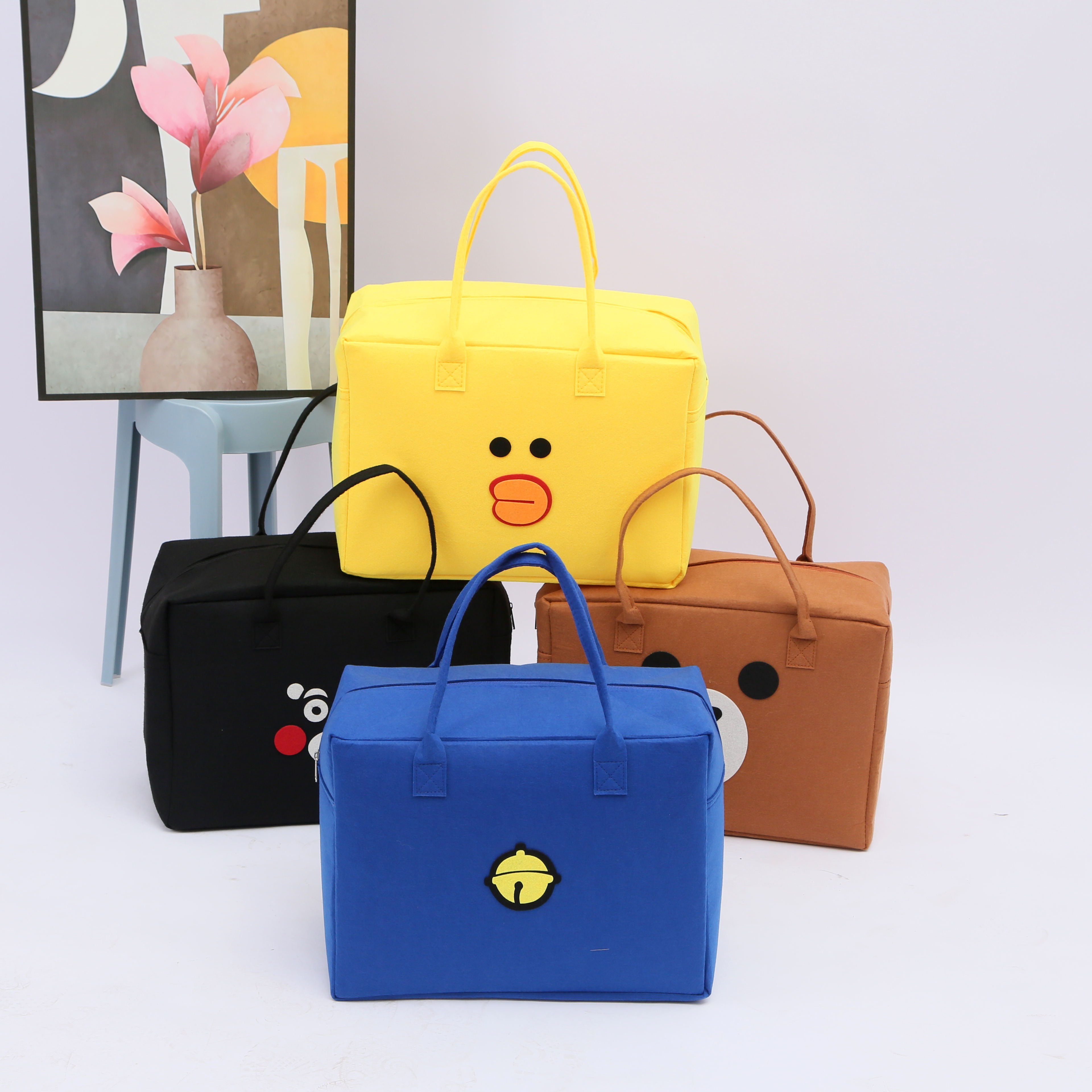 【粉丝专享】大容量行李包卡通毛毡包购物收纳袋加大通勤大号上班