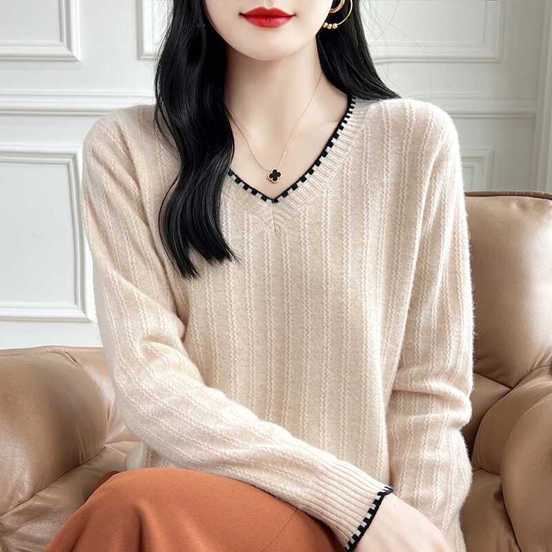 大码遮肚V领长袖针织衫女2025新款春秋百搭小众高级感打底衫上衣
