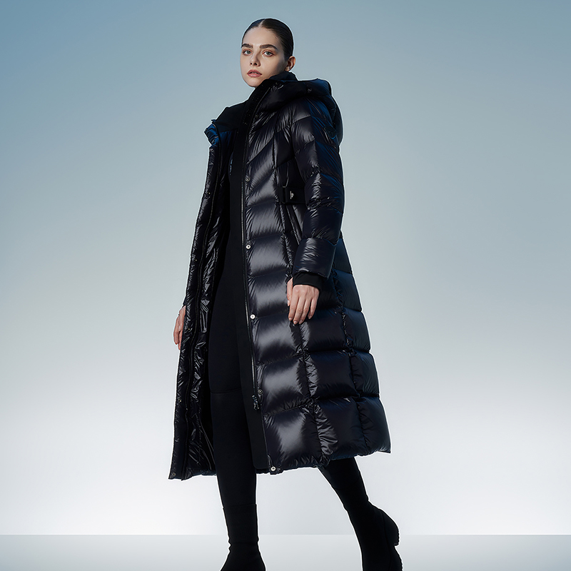 【达人专属】坦博尔连帽长款过膝羽绒服TBF550890Z