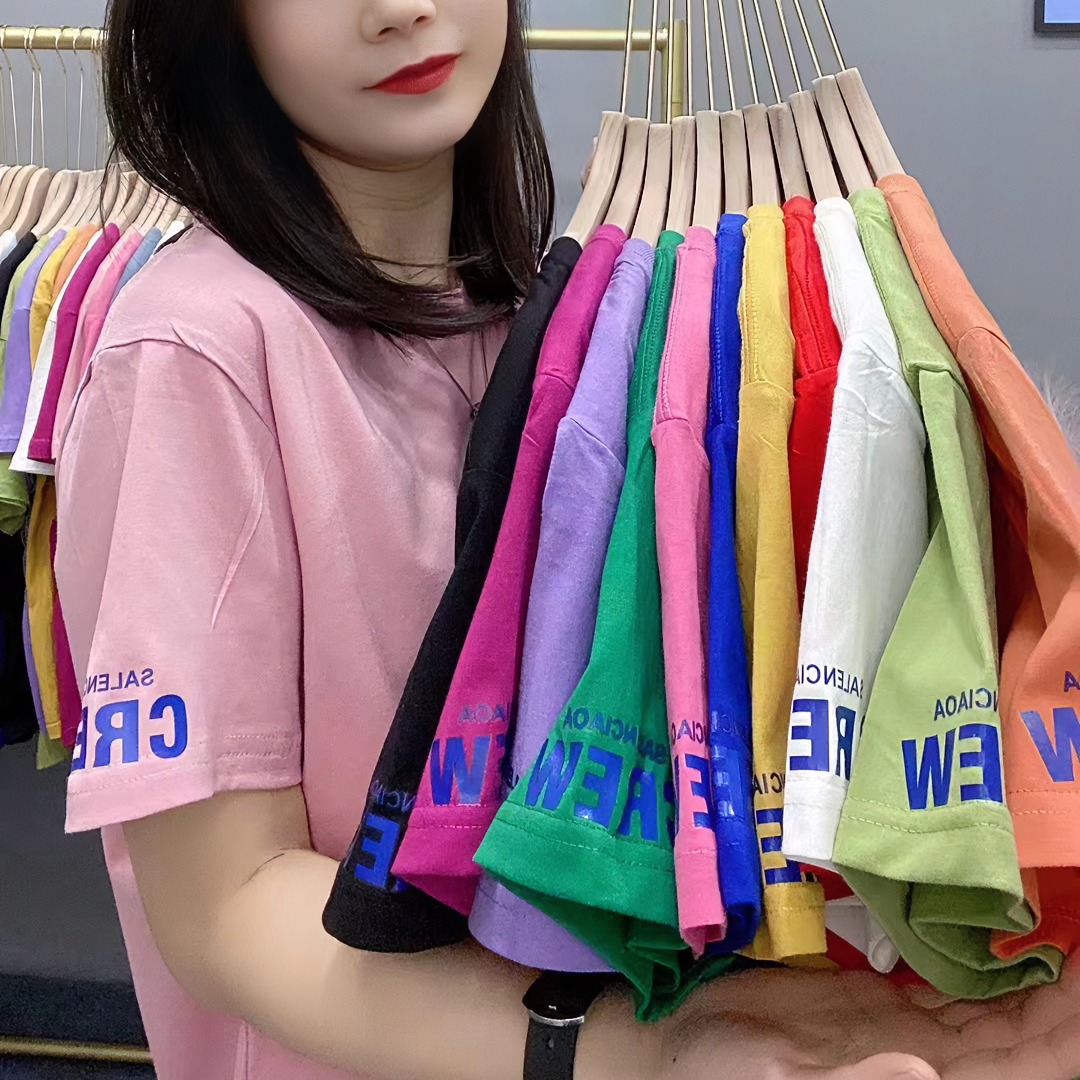 女款彩色纯棉 T恤【CREW袖标】休闲圆领印花半袖百搭运动夏季时尚