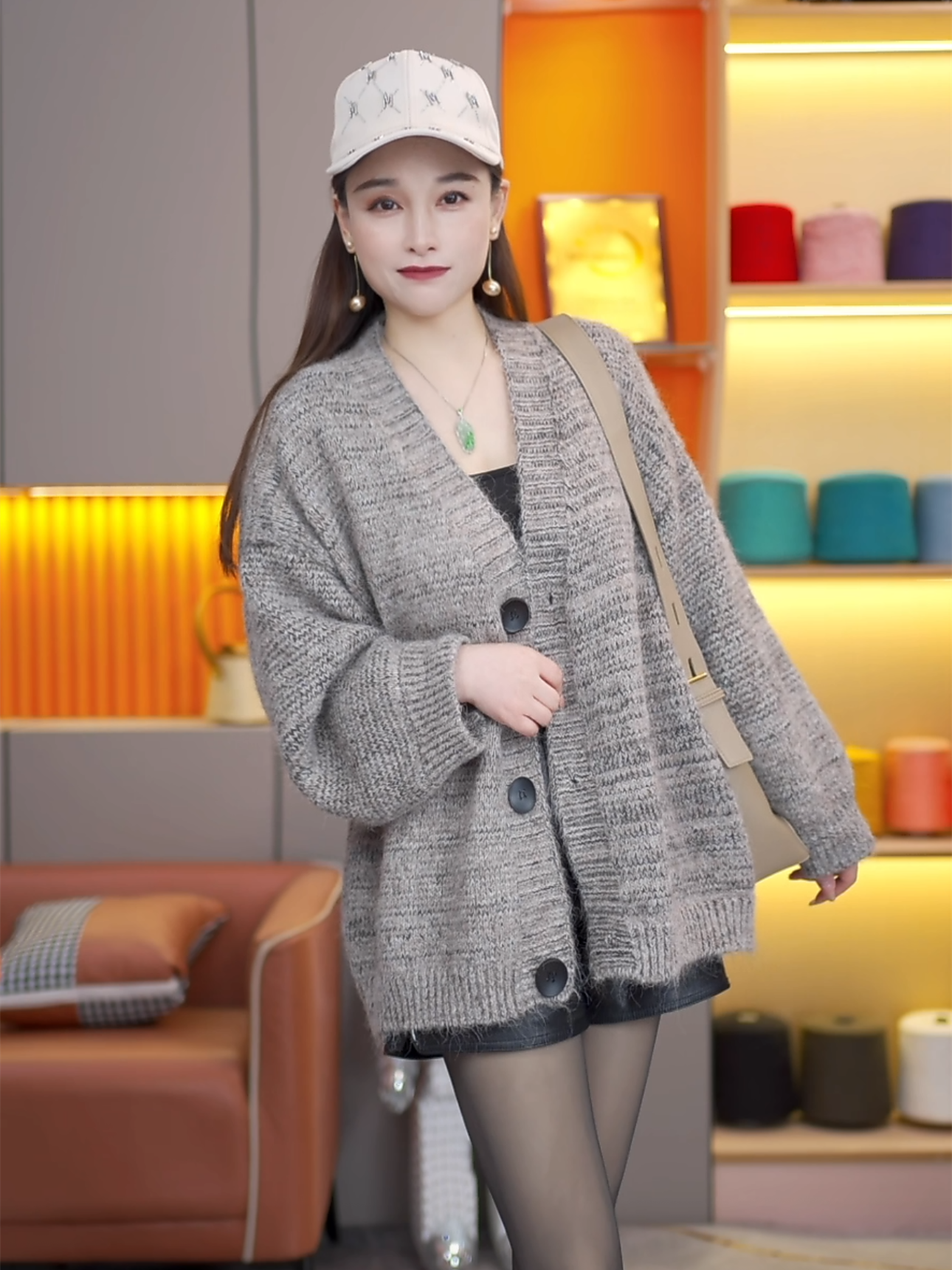 设计感慵懒风轻熟风开衫毛衣外套秋冬女装针织衫宽松上衣oversize