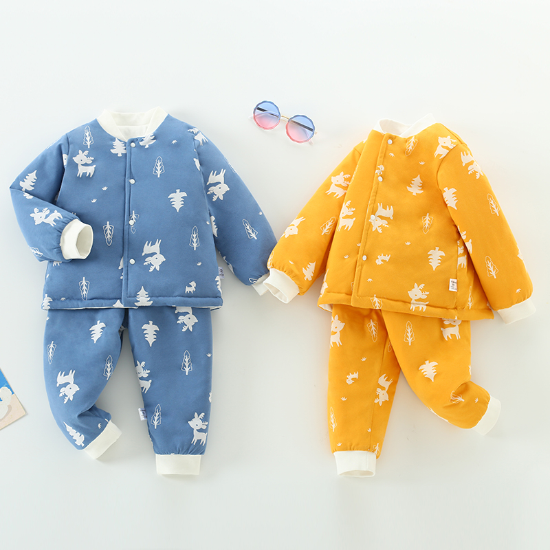 男女宝宝婴儿秋冬三层夹棉加厚棉套3岁小童婴儿秋冬季防寒外套