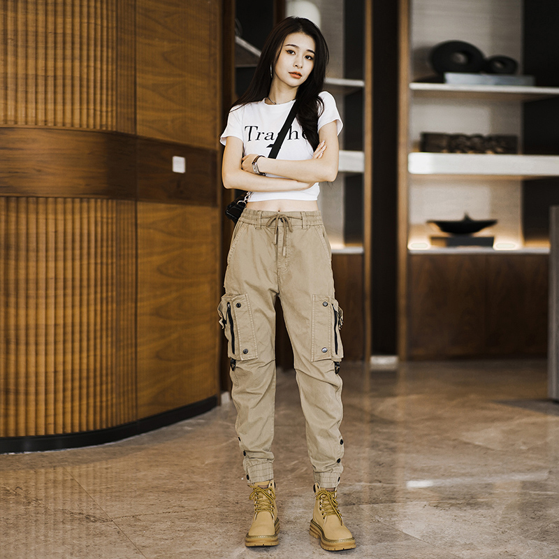 美式工装裤男加绒加厚女同款秋冬新款休闲裤直筒束脚户外潮牌长裤