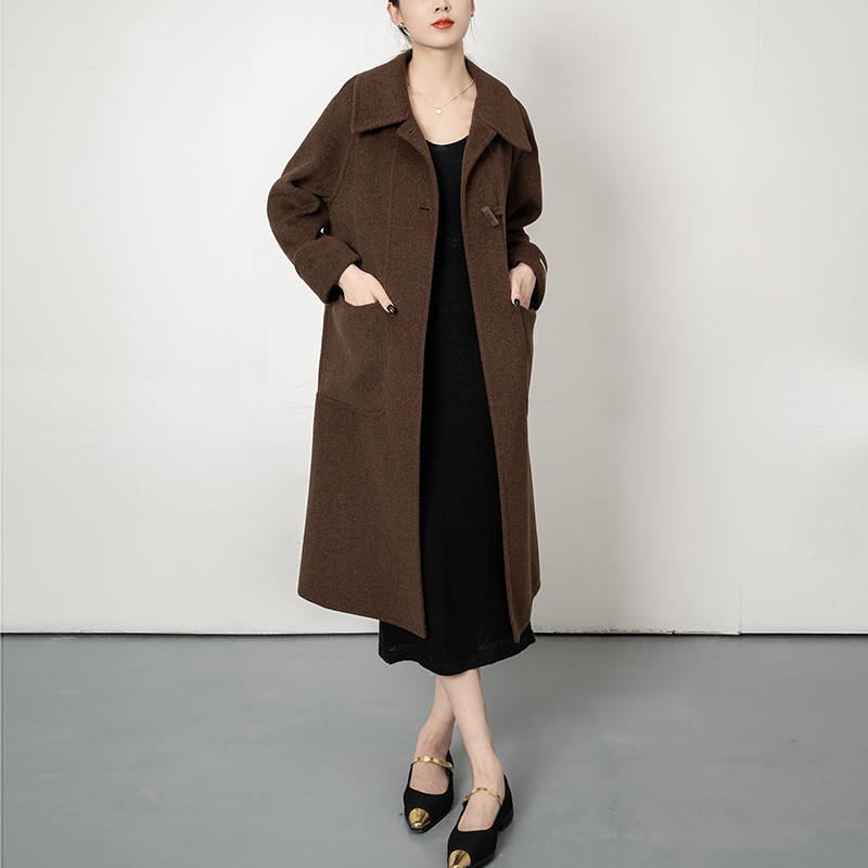 [100%纯羊毛]双面羊毛冬季大衣秋冬高端时尚长款森女系冬装外套女
