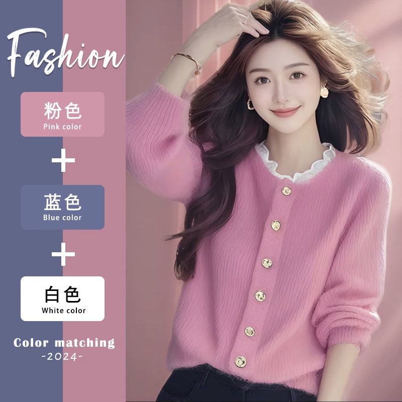 2025春秋季新款洋气百搭减龄针织衫女士设计感小个子显瘦长袖上衣