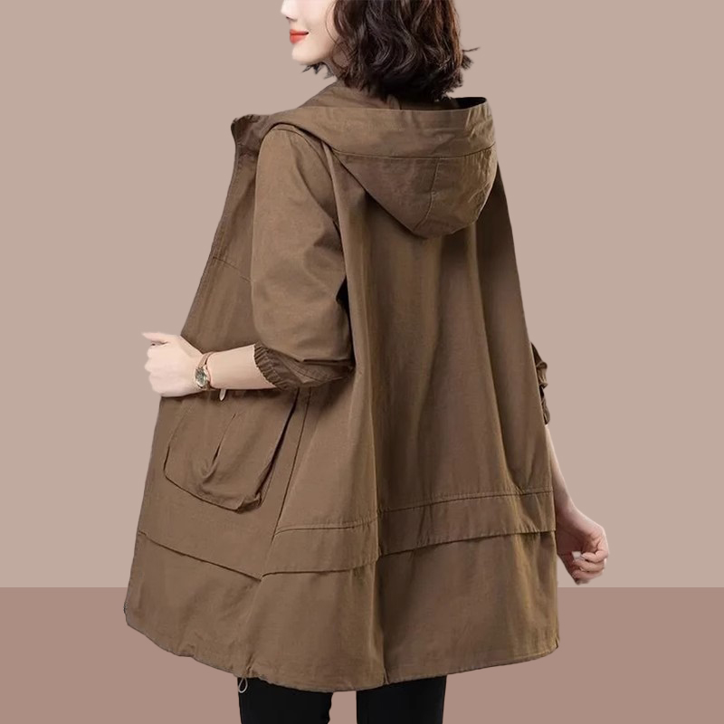 时尚中长款高档风衣女士2025春秋季新款洋气爆款显瘦外套连帽上衣