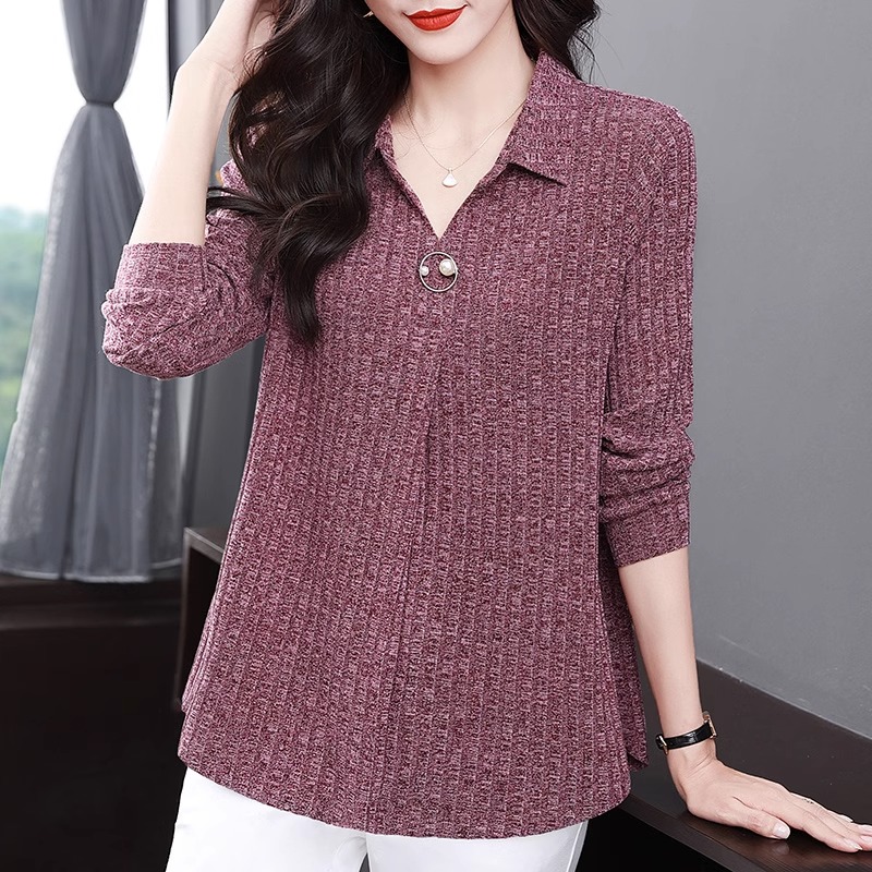 秋季t恤女长袖大码女士上衣2025春秋新款妈妈秋装宽松显瘦打底衫