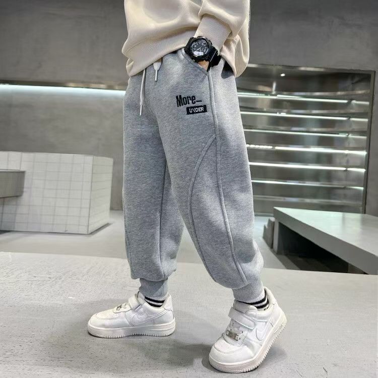 男童字母刺绣裤子2025春秋装新款儿童束脚长裤休闲运动洋气卫裤潮