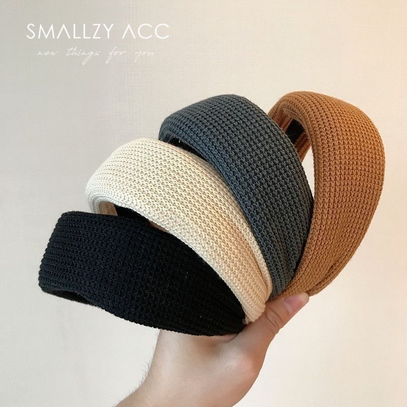 韩式新款复古纯色针织宽边平板压发头箍百搭气质简约发卡针织发箍