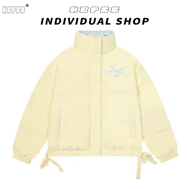 奶呼呼蝴蝶结立领棉服外套女冬季新款宽松休闲百搭加厚保暖面包服