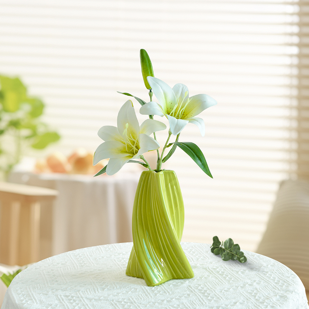 保湿手感假百合花仿真花束客厅摆件餐桌轻奢花艺家居桌面装饰摆设