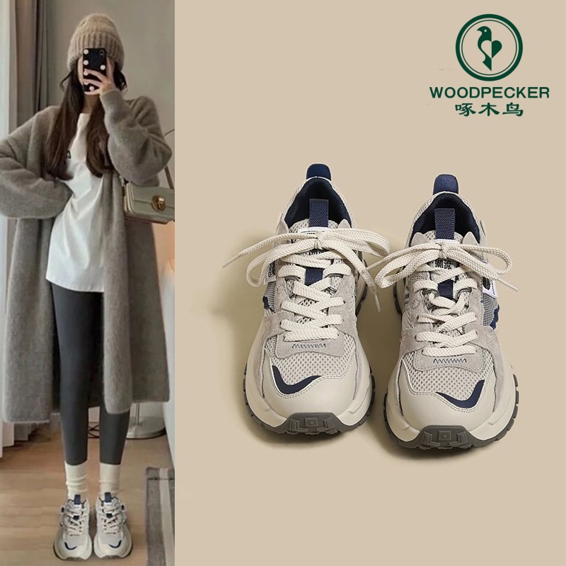 啄木鸟老爹鞋女款2025新款百搭透气阿甘鞋夏季爆款鞋子运动休闲鞋