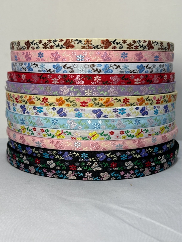 1cm宽蝴蝶少数民族风织带花边服装辅料国风汉服刺绣提花带手工diy