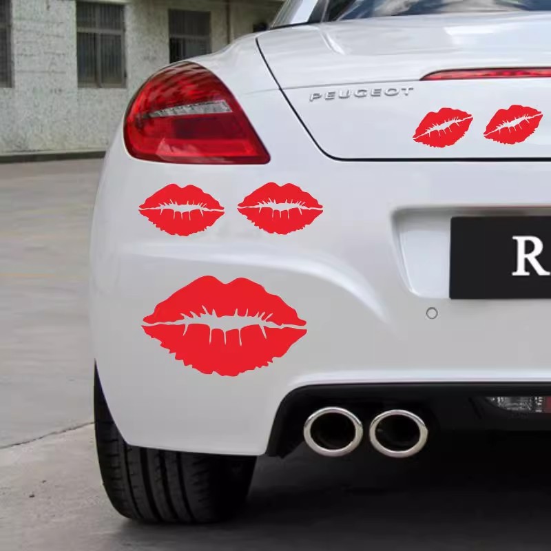 汽车贴纸烈焰红唇车贴红嘴唇口红印电动车装饰摩托车贴纸划痕遮挡
