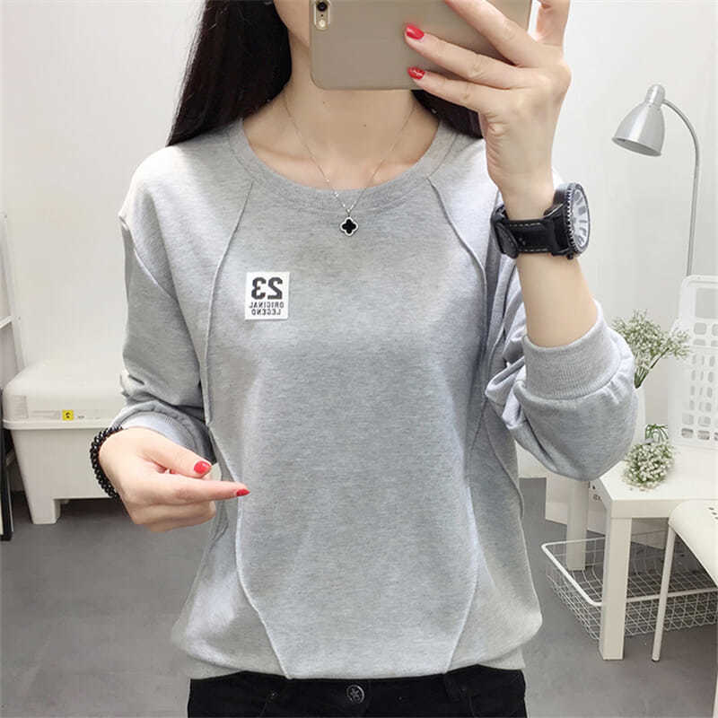 2025新款春秋薄款洋气灰色长袖t恤女士秋衣外穿上衣服中年打底衫