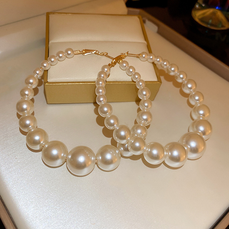 合金耳饰银针夸张圆圈珠珠耳环女欧美个性设计感耳圈时尚轻奢新款