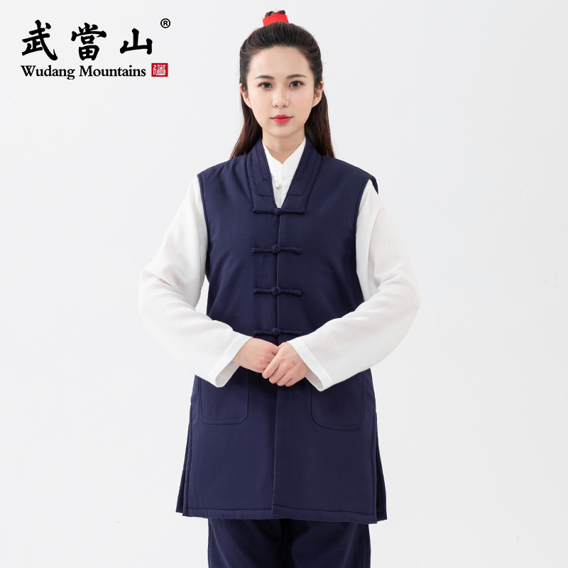 武當山太极服立领加棉加厚中长马甲男女同款复古中国风太极练功服