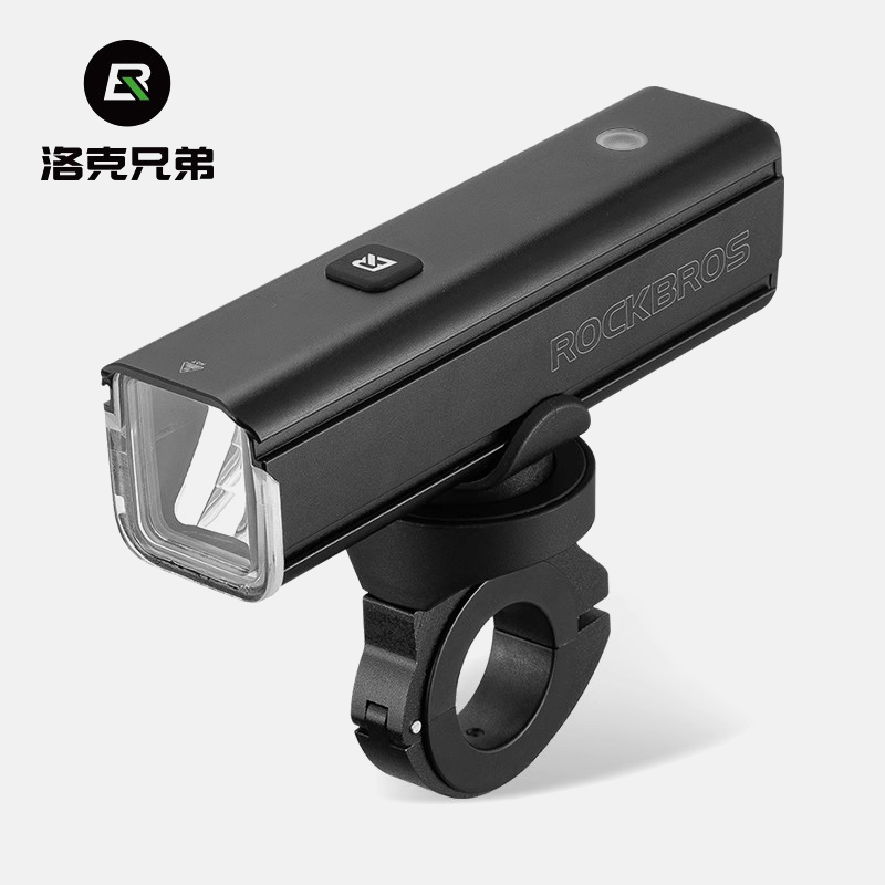 洛克兄弟自行车灯前灯夜骑强光手电筒USB充电山地公路车骑行装备