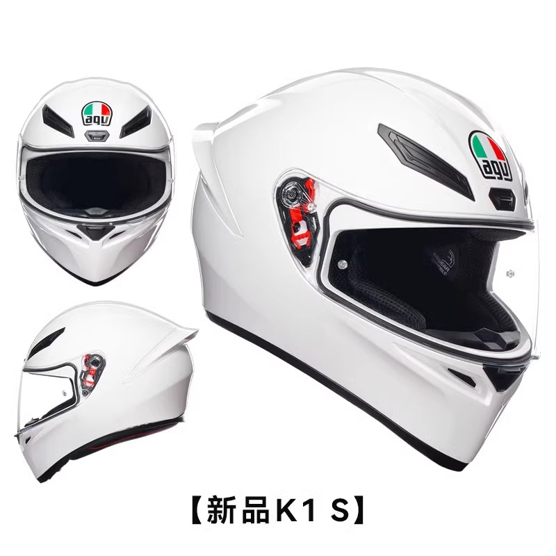 AGV全盔K1摩托车头盔机车赛车跑盔男女全覆式防雾哑黑小乌龟K1S