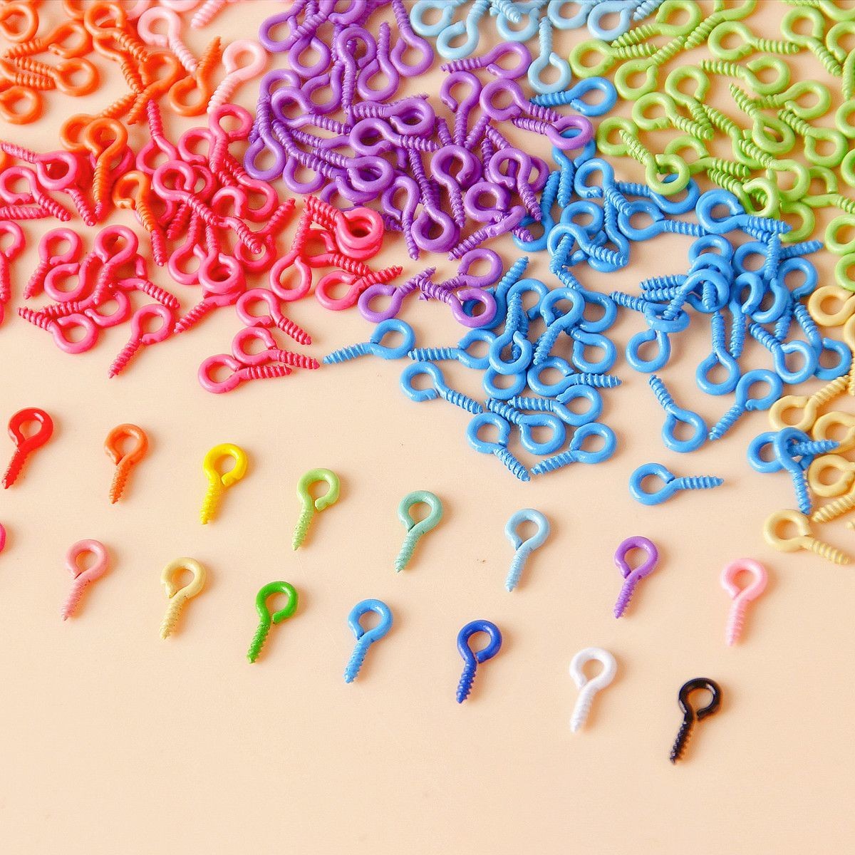 diy手工彩色烤漆羊角钉圆头羊眼钉螺丝钉自攻钥匙扣挂钩饰品配件