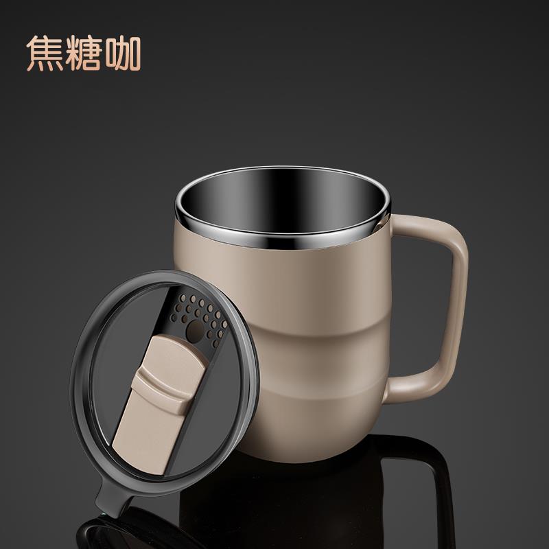FAVMARTHA.304不锈钢马克杯咖啡杯燕麦杯家用带盖水杯男女杯子