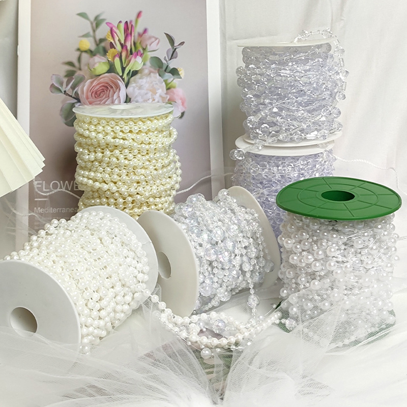 长条珍珠链条花束造型流苏装饰花艺包装材料花店用品