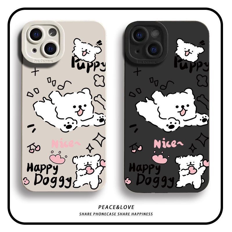 苹果15华为mate60创意线条狗手机壳适用于红米k60vivo一加ace2pro