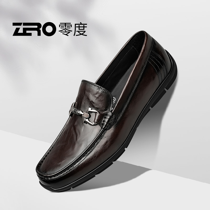 ZRO/零度豆豆鞋男鞋2025新款商务休闲鞋舒适软底软面真皮乐福鞋男