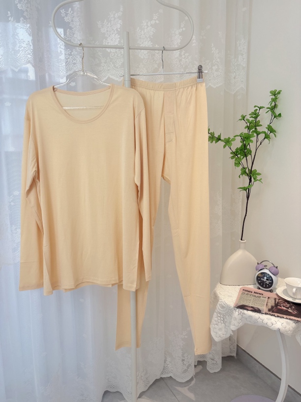 秋冬新款男士桑蚕丝保暖内衣套装真丝棉毛衫圆领打底秋衣秋裤透气