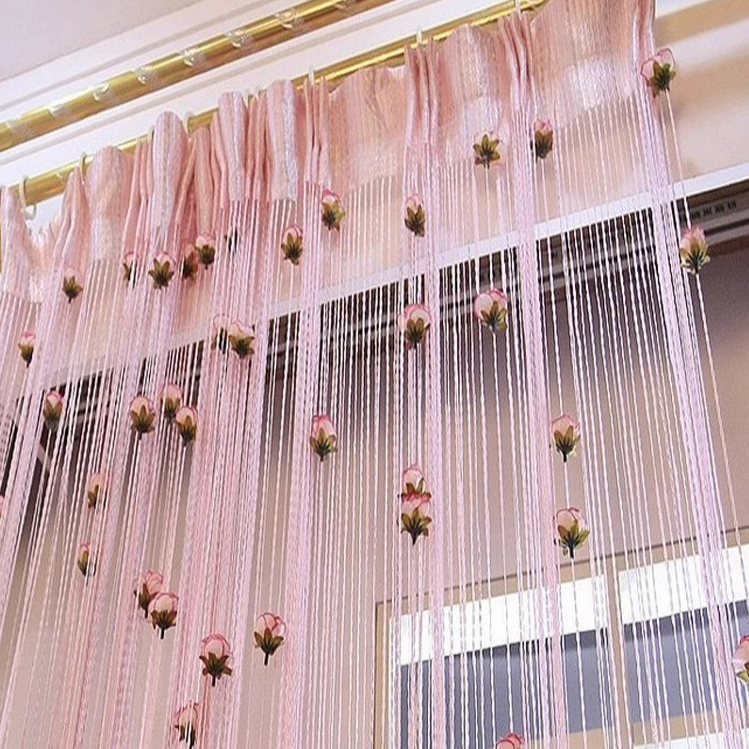 【友创】玫瑰花线门帘加密加粗免打孔流苏隔断帘客厅橱窗装饰挂帘