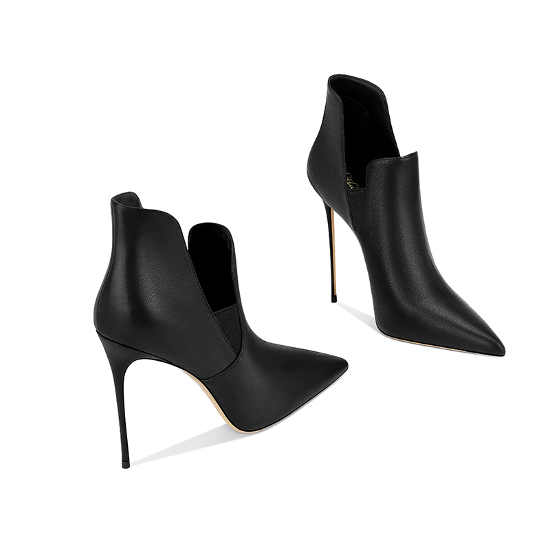 2025秋季新款高跟鞋尖头瘦瘦短靴爆款洋气细跟气质休闲职业高跟靴