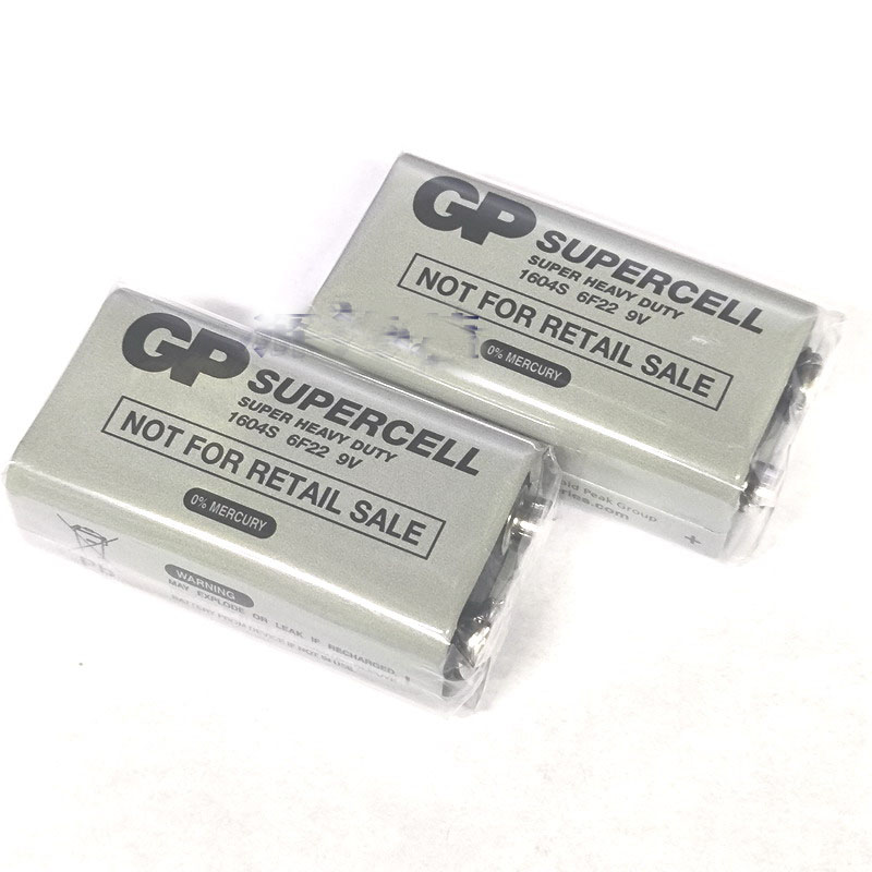 2节灰GP supercell superheavy duty 1604S 6F22 9V碳性电池
