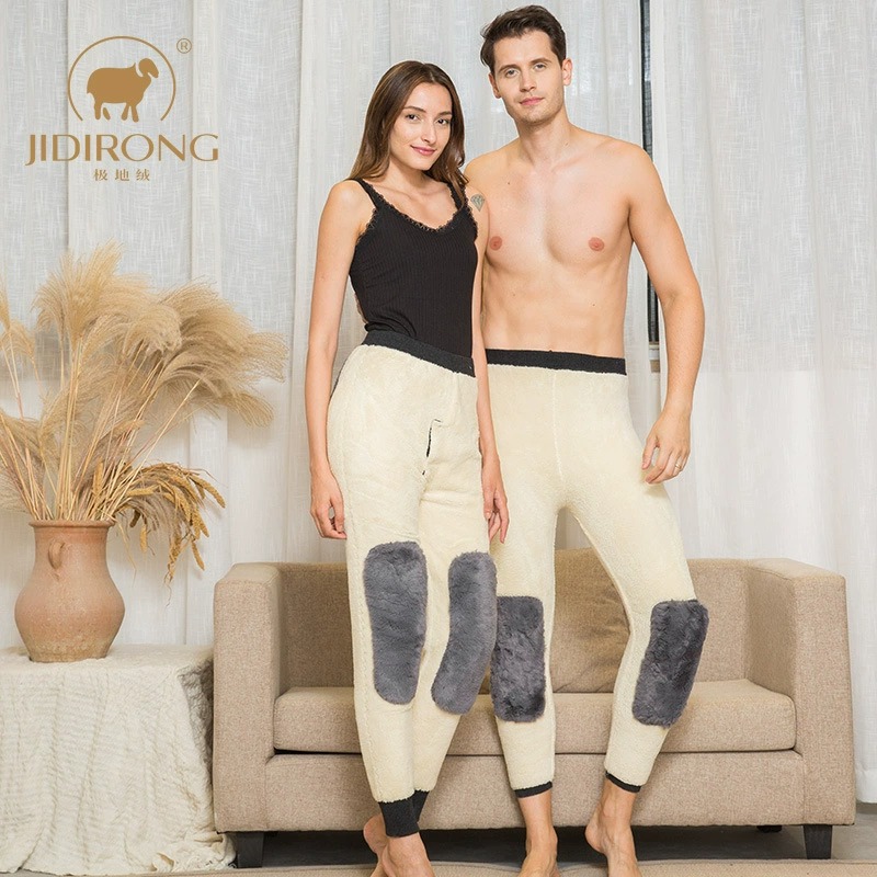 零下40度防寒东北加厚羊毛裤护膝护腰保暖打底裤羊羔绒棉裤女男士