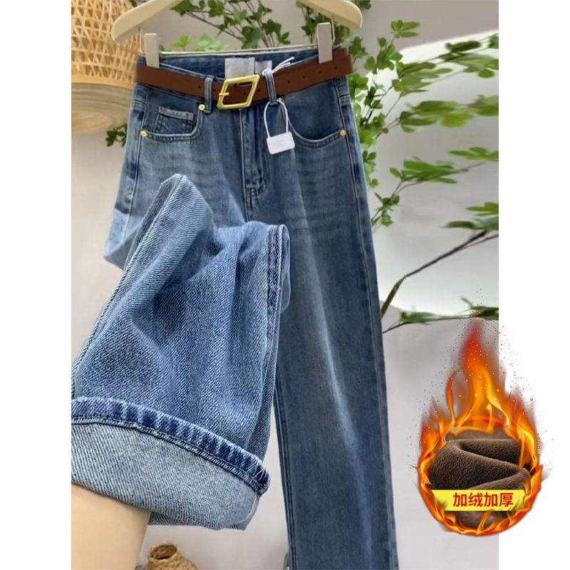 阔腿牛仔裤女高腰直筒小个子2025年新款爆款爆款女裤子秋装小个子