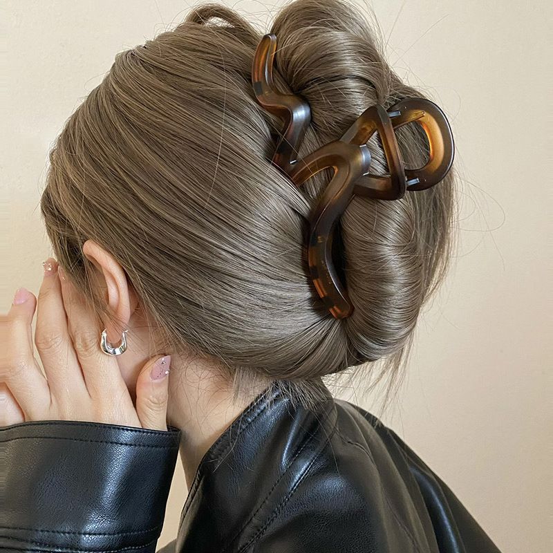 Busan春夏韩风简约不规则波浪线条抓夹发量多后脑勺盘发鲨鱼夹子