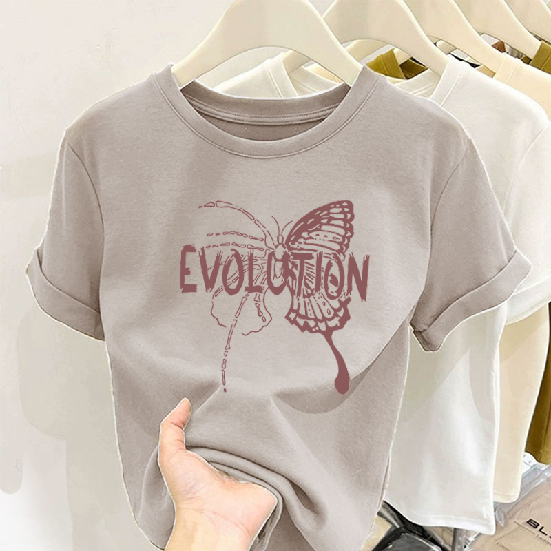 2025新款韩版设计蝴蝶款夏季圆领显瘦T恤女时尚百搭洋气衣服女