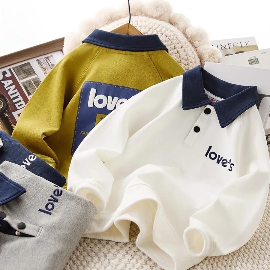 男童polo衫卫衣春秋款儿童翻领打底衫中大童秋装洋气上衣韩系童装