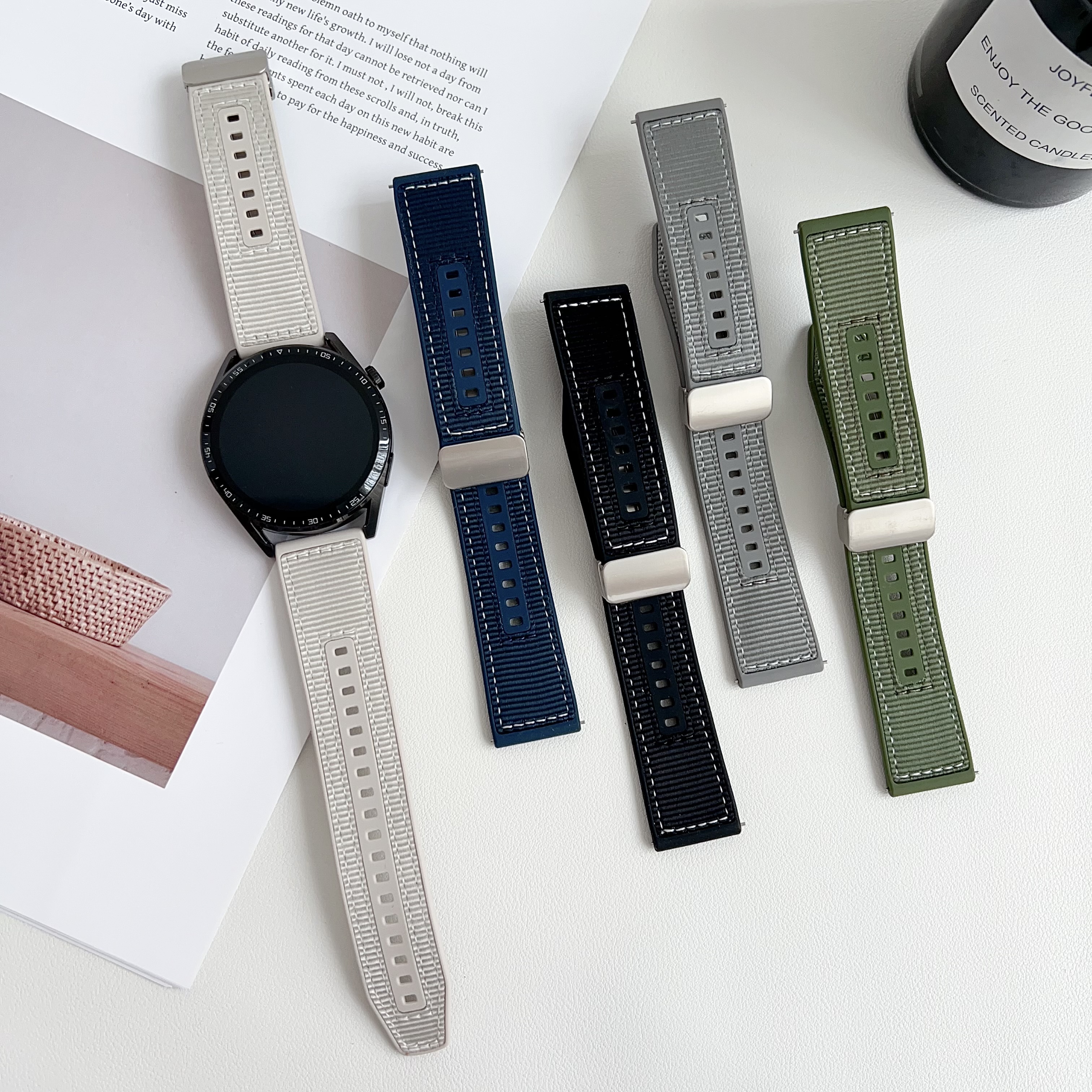 森佩适用华为手表GT4/GT3pro/watch4全新设计尼龙硅胶磁吸手表带