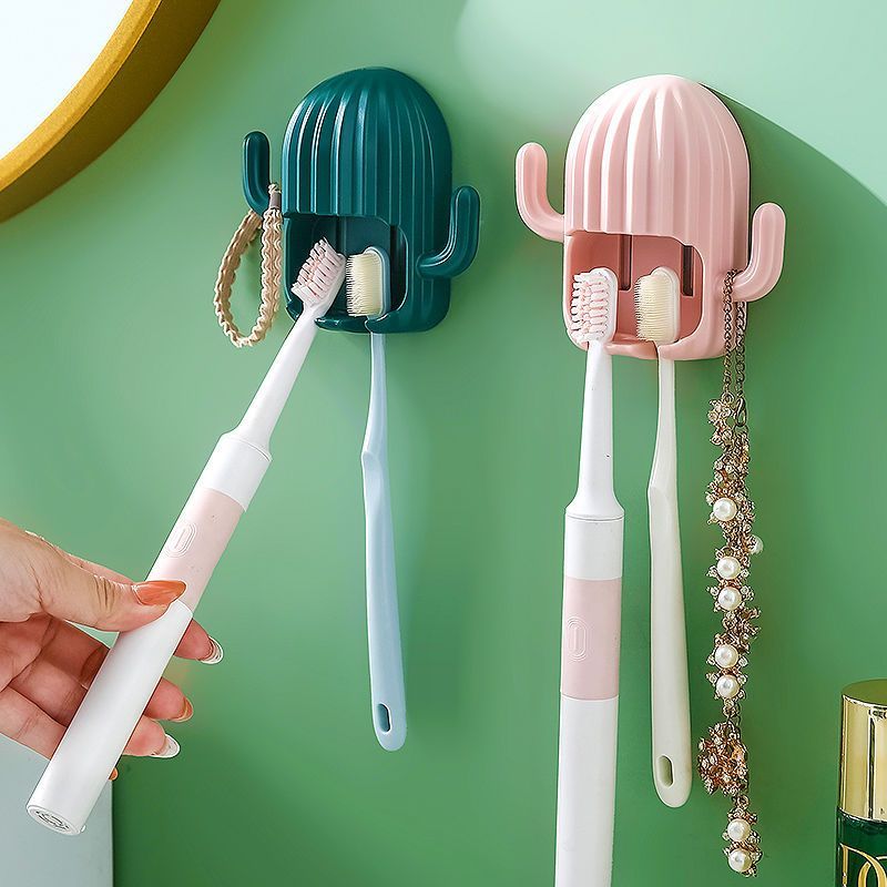 创意仙人掌电动牙刷座挂墙式壁挂牙刷置物架免打孔洗漱台牙刷架