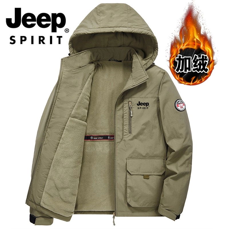 JEEP SPIRIT吉普男士加绒外套防风防水保暖秋冬加厚大码户外夹克