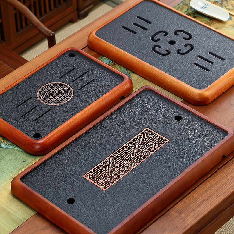 有爱高档仿乌金石茶盘家用茶台沥水盘茶托盘茶具2024新款茶海干泡