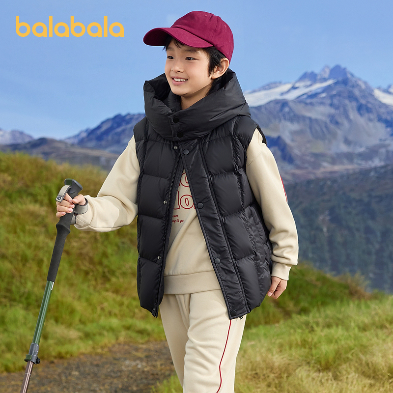 巴拉巴拉童装儿童羽绒马甲背心男童女童秋冬大童上衣连帽羽绒服