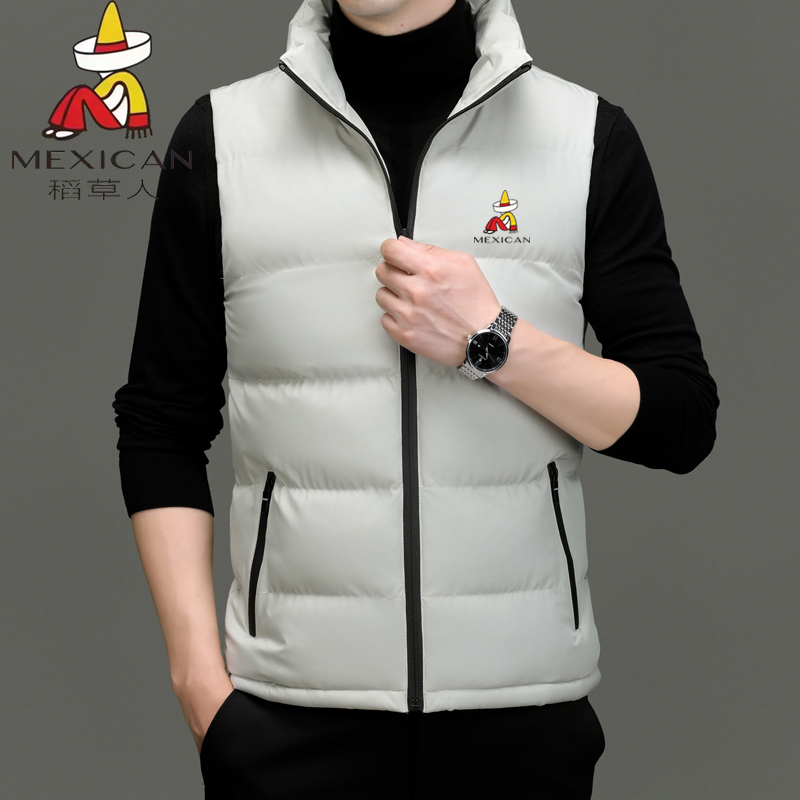 稻草人秋冬季马甲男士休闲运动立领时尚轻便马甲保暖背心男黑色
