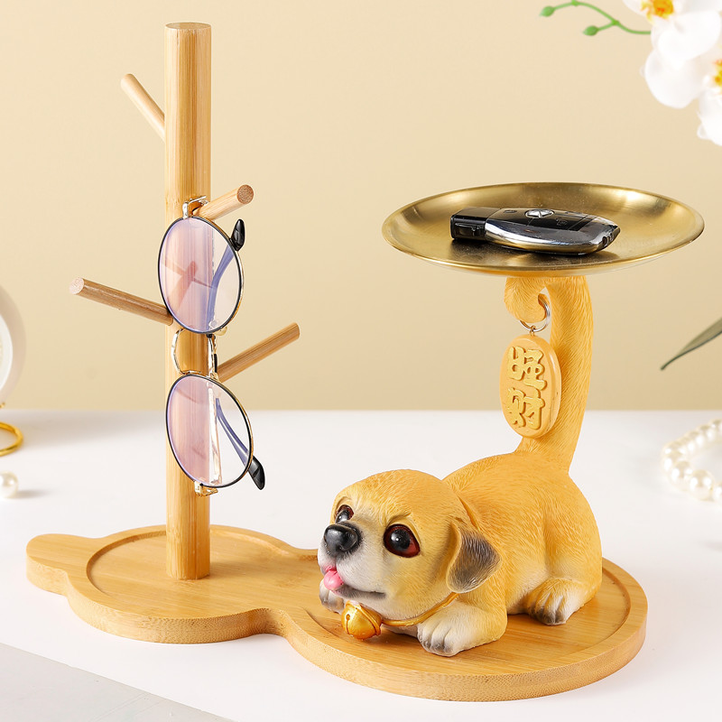 狗狗托盘钥匙收纳摆件高档玄关轻奢装饰品乔迁入户门口鞋柜装饰品