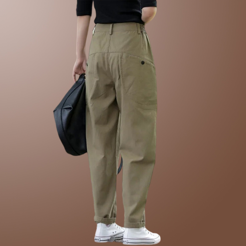流行裤子女2025春秋季新款百搭时尚绿色工装裤潮款哈伦裤休闲大码