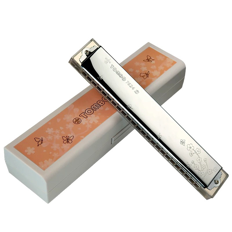 TOMBO通宝7624新品复音口琴24孔透明琴格电镀座盖板成人专业演奏